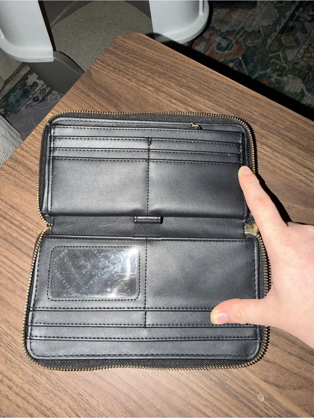Steve Madden Black Wristlet with Gold Logo